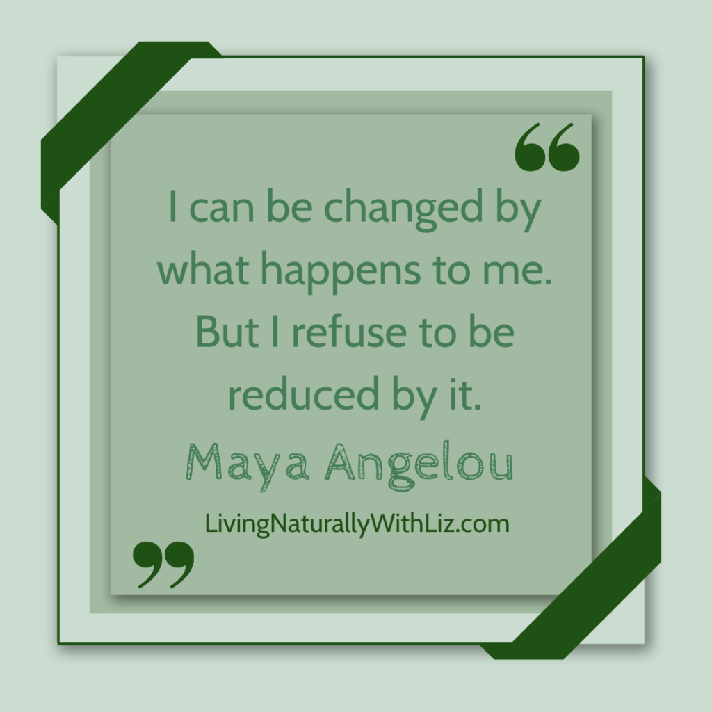 I can be changed by what happens to me. But I refuse to be reduced by it. ~Maya Angelou